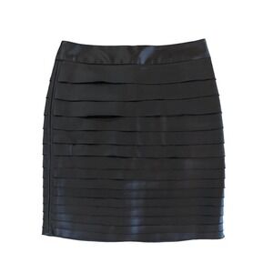 WHBM White House Black Market Womens Black Satin Tiered Pencil Skirt Size 4 Zip